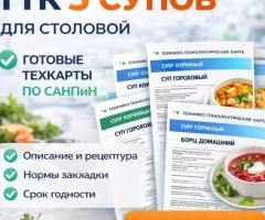 ТТК 5 супов для столовой — готовые техкарты по СанПиН